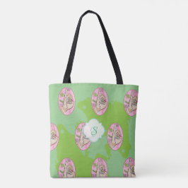 Bolsa Tote Amor rosa e verde