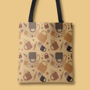 Bolsa Tote Amor Russo ao Café - Padrões de Mug e Coração