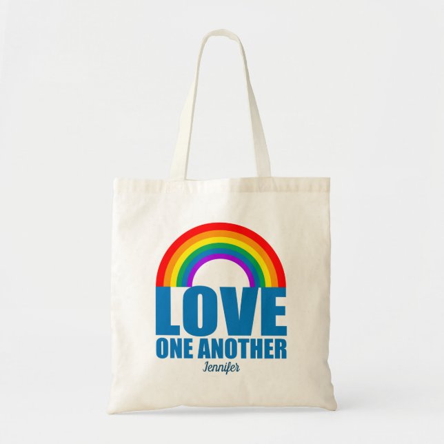 Bolsa Tote Amor Um Ao Outro Monograma Cristão Inspirador (Frente)