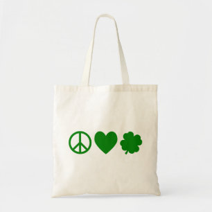 Bolsa Tote Amor verde & trevos da paz
