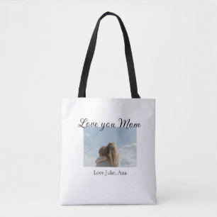 Bolsa Tote amor você mãe dia das mães adicionar foto nome sim