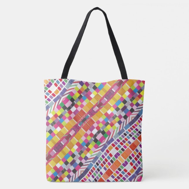 Bolsa Tote Amostras Vermelhas e Bag de Pixels Coloridos (Verso)