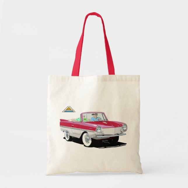 Bolsa Tote Amphicar branco-vermelho (Frente)
