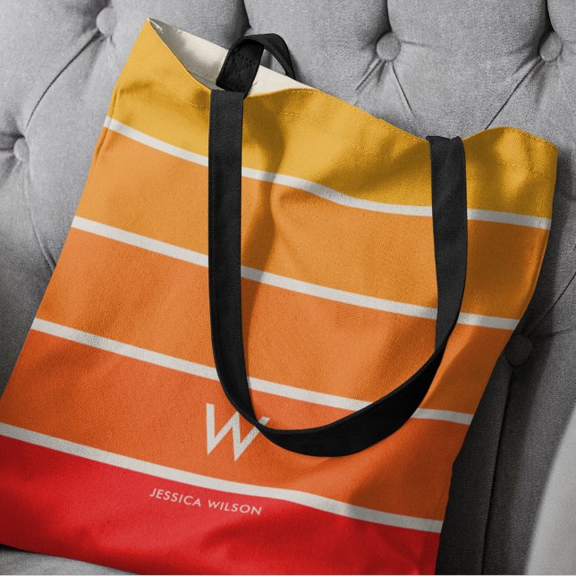 Bolsa Tote Amplo Monograma Pessoal com Striped Sunrise (Criador carregado)