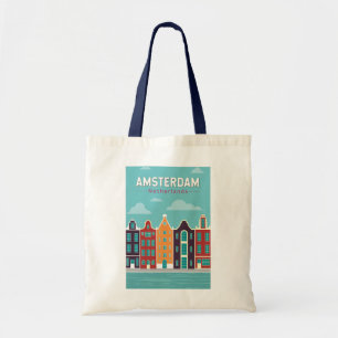 Bolsa Tote Amsterdam Netherlands Viagem Art Vintage
