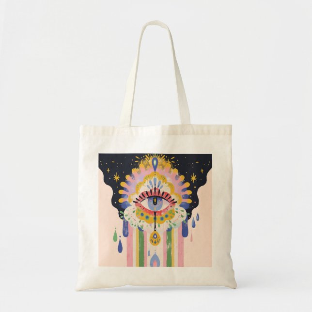 Bolsa Tote Amuleto de Proteção Contra Olhado com Gotejamento  (Frente)