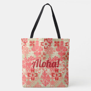 Bolsa Tote Anahola Bay Havaiana Abstrato Floral Coral