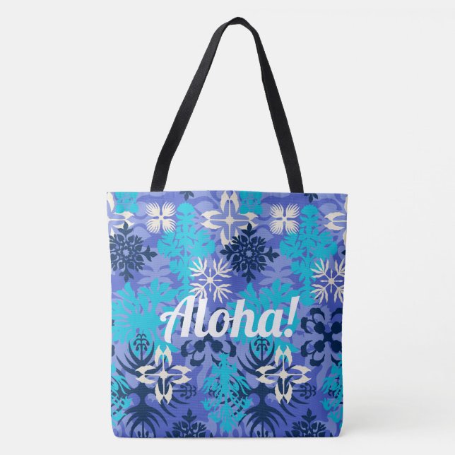 Bolsa Tote Anahola Bay Havaiana Abstrato Floral Peri (Frente)