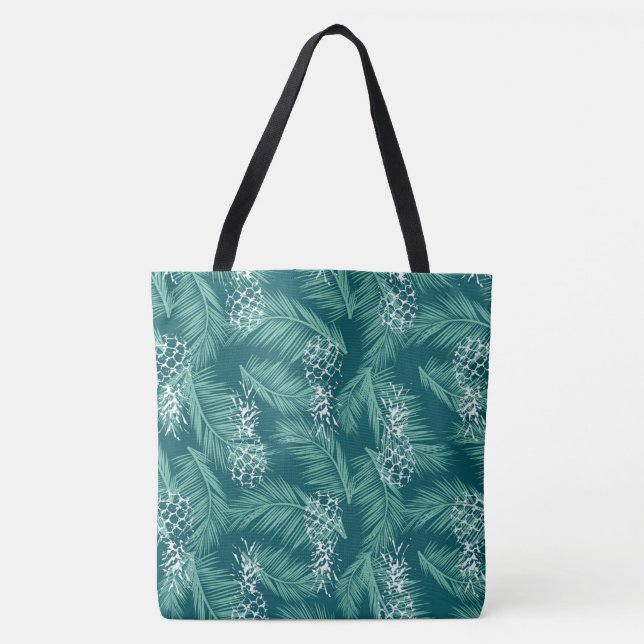 Bolsa Tote Ananases em Teal (Frente)