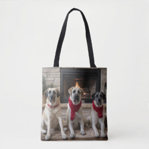 Bolsa Tote Anatólia Shepherd na Lareira de Natal