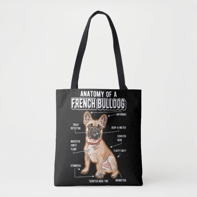 Bolsa Tote Anatomia do Buldogue Francês Cão Engraçado (Frente)