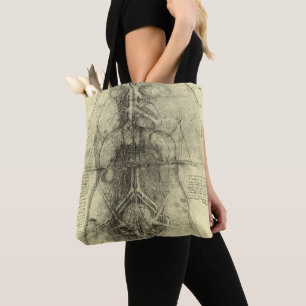 Bolsa Tote Anatomia humana de Leonardo da Vinci, mulher Torso