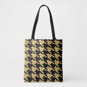 Bolsa Tote Anca Negra E Largura Dourada