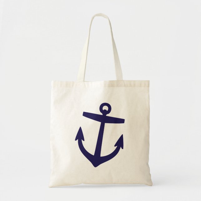 Bolsa Tote Anchor Náutico de Pré-Disquete Azul-marinho (Frente)