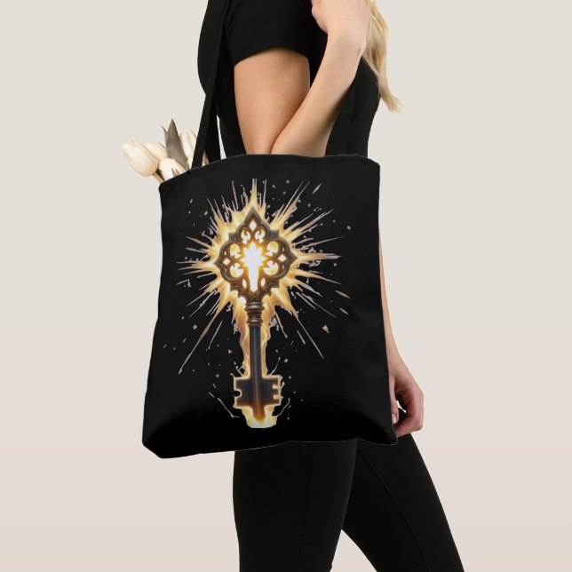 Bolsa Tote Ancient Fantasy Key with Magical Light – Radiant E (Close Up)