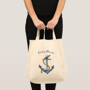 Bolsa Tote Âncora Azul Divertida