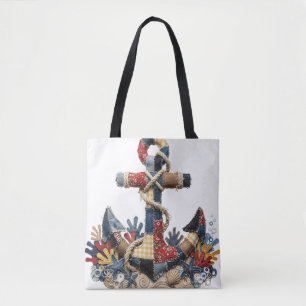 Bolsa Tote Âncora de Colcha Patchwork