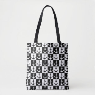 Bolsa Tote Âncora de verificação em preto-e-branco