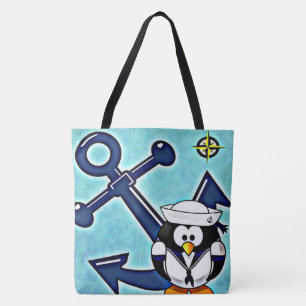 Bolsa Tote Âncora e Pinguim