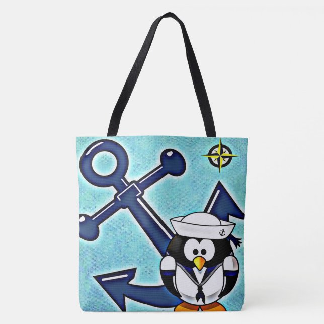 Bolsa Tote Âncora e pinguim (Frente)