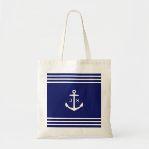 Bolsa Tote Âncora monograma náutica (azul)