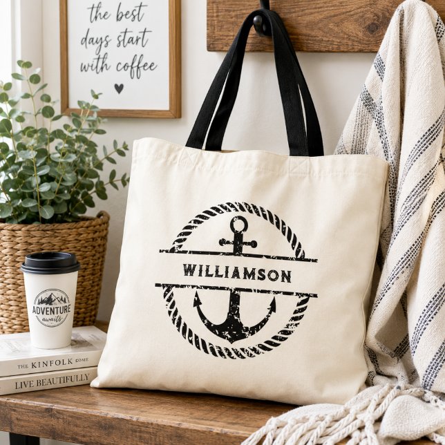 Bolsa Tote Âncora Náutica Personalizada (Criador carregado)