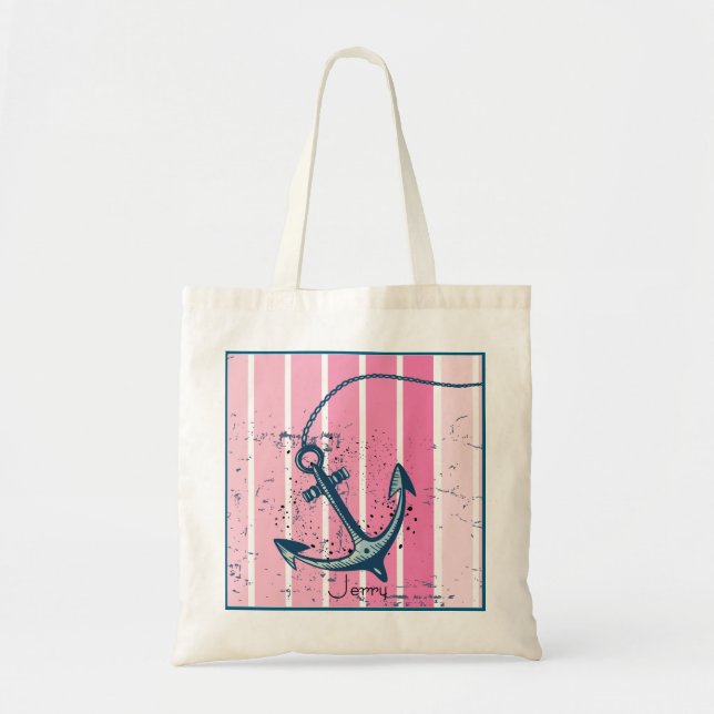 Bolsa Tote Âncora Náutica Rosa Distinta (Frente)