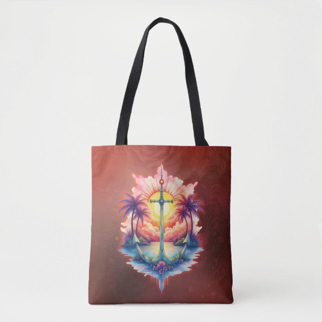 Bolsa Tote Âncora solar em um paraíso tropical.  (Frente)