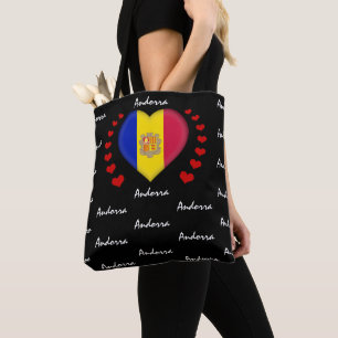Bolsa Tote Andorra Flag & Heart, Andorran Flag fashion /sport