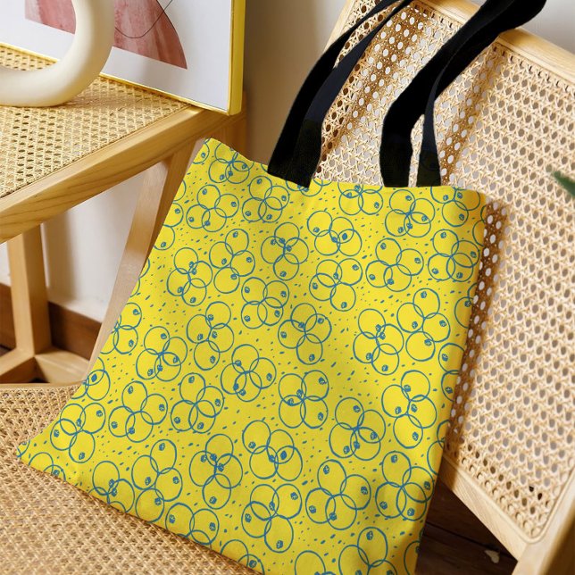 Bolsa Tote Anéis de Rabisco de Cobalto – padrão moderno (Criador carregado)