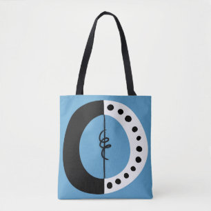 Bolsa Tote Anel preto branco e azul com barra de ferramentas