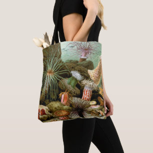 Bolsa Tote Anêmonas de mar do vintage, animais do oceano da