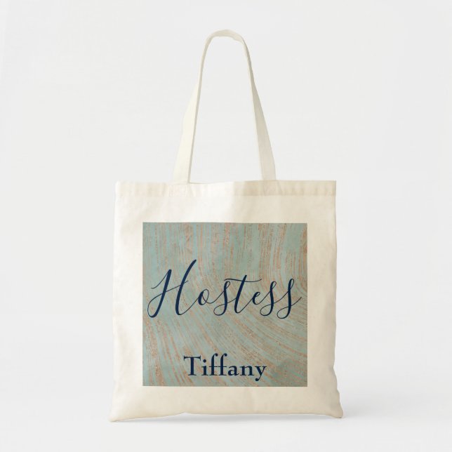 Bolsa Tote Anfitriã Azul Cobre Adorável (Frente)