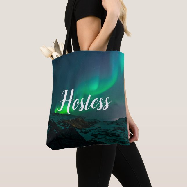 Bolsa Tote Anfitriã Luzes Aurora Script Casamento Elegante (Close Up)