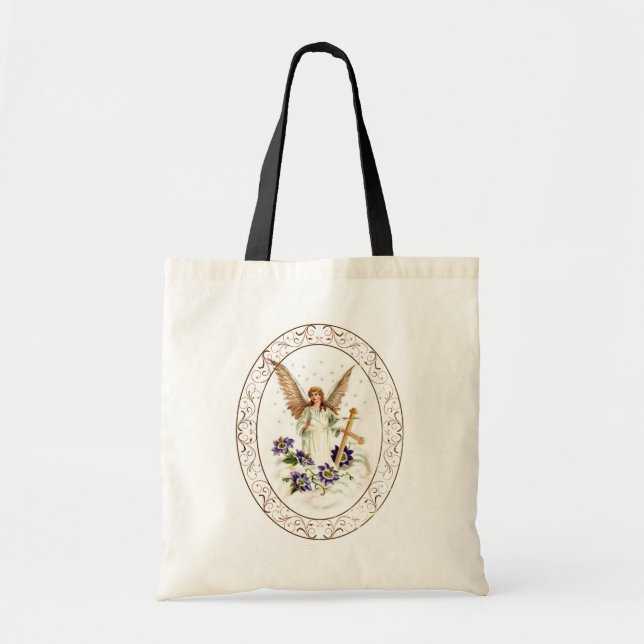 Bolsa Tote Angel Com Flores De Cruz E Clematis (Frente)