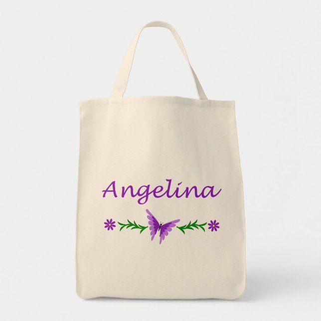 Bolsa Tote Angelina (borboleta roxa) (Frente)