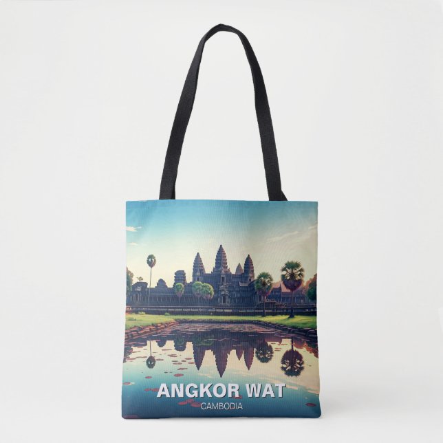 Bolsa Tote Angkor Wat Cambodja no amanhecer (Frente)