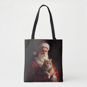 Bolsa Tote Angora Gata Santa Claus Festivo