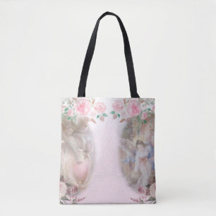 Bolsa Tote Ângulos e Rosas e rosa