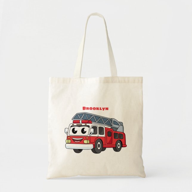 Bolsa Tote Animação de bombeiros felizes (Frente)