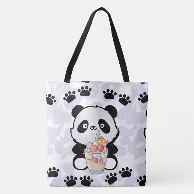 Bolsa Tote animadora feliz com flores (Frente)