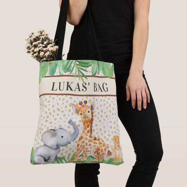 Bolsa Tote Animais Bebês Safari Selvagem Cura Personalizados  (Close Up)