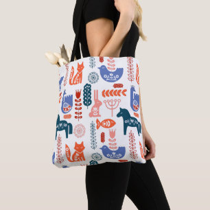 Bolsa Tote Animais da Floresta Folclórica Sueca
