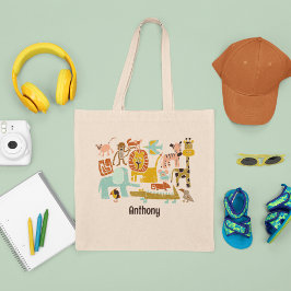 Bolsa Tote Animais da Selva Retro Personalizados