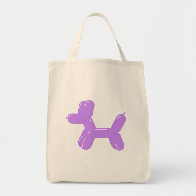 Bolsa Tote Animais de balões de cão roxo (Frente)