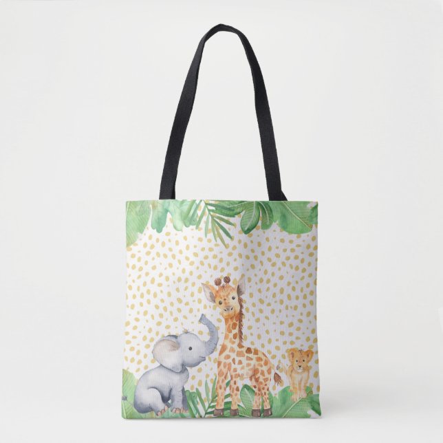 Bolsa Tote Animais do Bebê Safari Selvagem Cega (Frente)