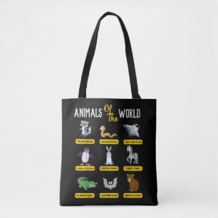 Bolsa Tote Animais Do Mundo Nomes Reais Engraçados De Animais