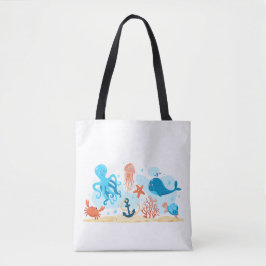 Bolsa Tote Animais do Oceano Marinho Azul