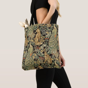 BOLSA TOTE ANIMAIS FLORESTAIS, FOX, PEACOCK, ORELHA NA FLORAL
