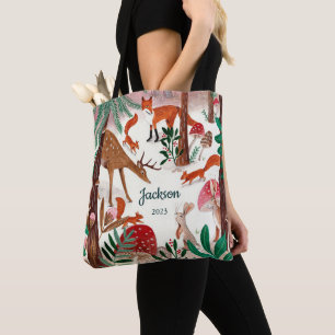 Bolsa Tote Animais Fofos da Floresta Natalina